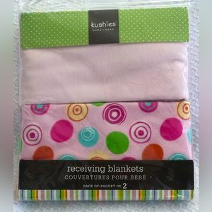 New in Package! Kushies 2 pk Baby Girl Receiving Blankets